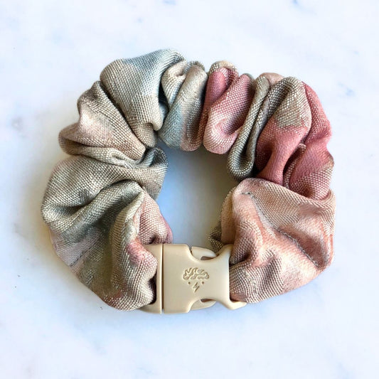 Best hair tie elastics and scrunchie hair accessories for snag-free, pull-free, rip-free, hair. Smooth, effortless hair ties and hair scrunchies for athletes, active moms, fitness, & sports. Vintage Floral Buckle Scrunchie - No Snagging, No Tangles
