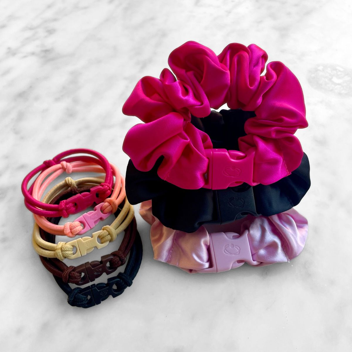 Best Sellers Gift Set - Buckle Scrunchies + Buckle Hair Ties Bundle - No Snagging, No Tangles