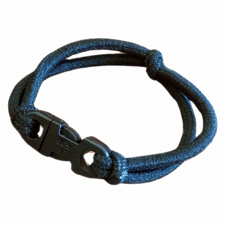Animated black Buckle Hair Tie turning to show the side release buckle