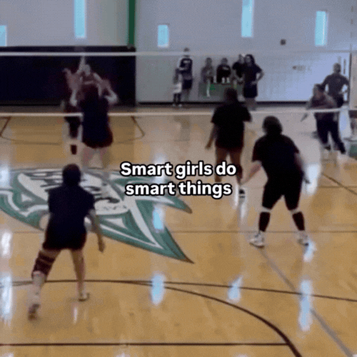 Volleyball gifts for girls: Volleyball players on a gym court with the caption smart girls do smart things