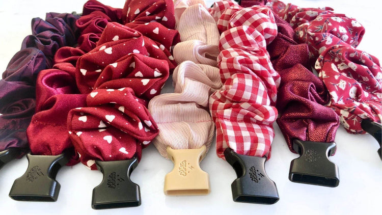 Best hair tie elastics and scrunchie hair accessories for snag-free, pull-free, rip-free, hair. Smooth, effortless hair ties and hair scrunchies for athletes, active moms, fitness, &amp; sports. Best Cute Hair Ties - Buckle Scrunchies