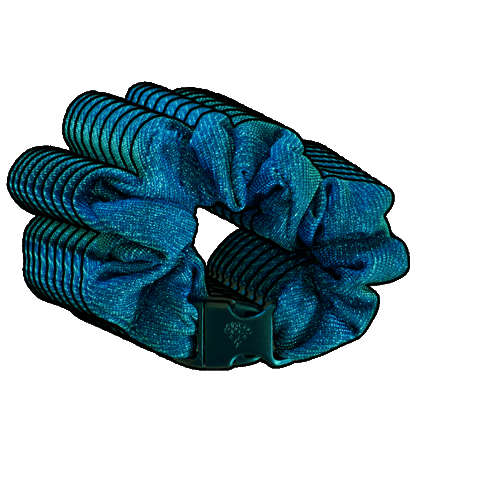 Best hair tie elastics and scrunchie hair accessories for snag-free, pull-free, rip-free, hair. Smooth, effortless hair ties and hair scrunchies for athletes, active moms, fitness, & sports. Mystic Mermaid Teal Buckle Scrunchie - No Snagging, No Tangles