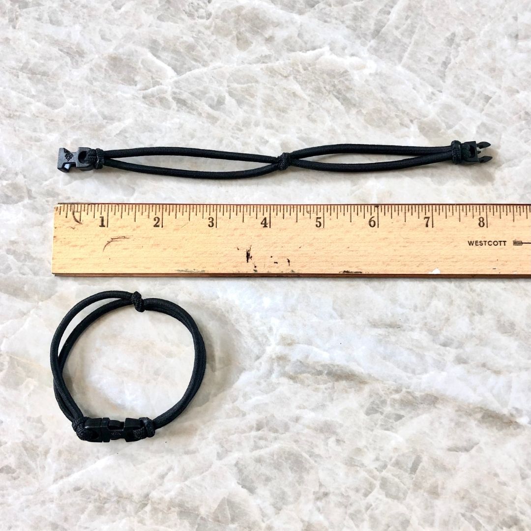 Buckle Hair Tie elastic stretched to show its 8 inch length