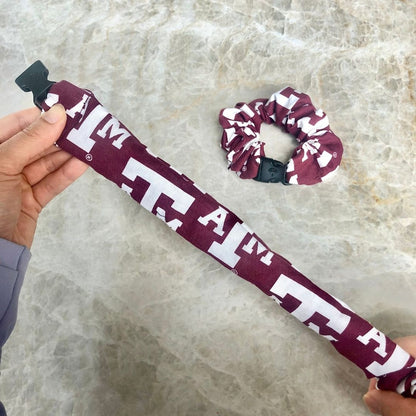 A&M Aggies Buckle Scrunchie with its quick-release buckle