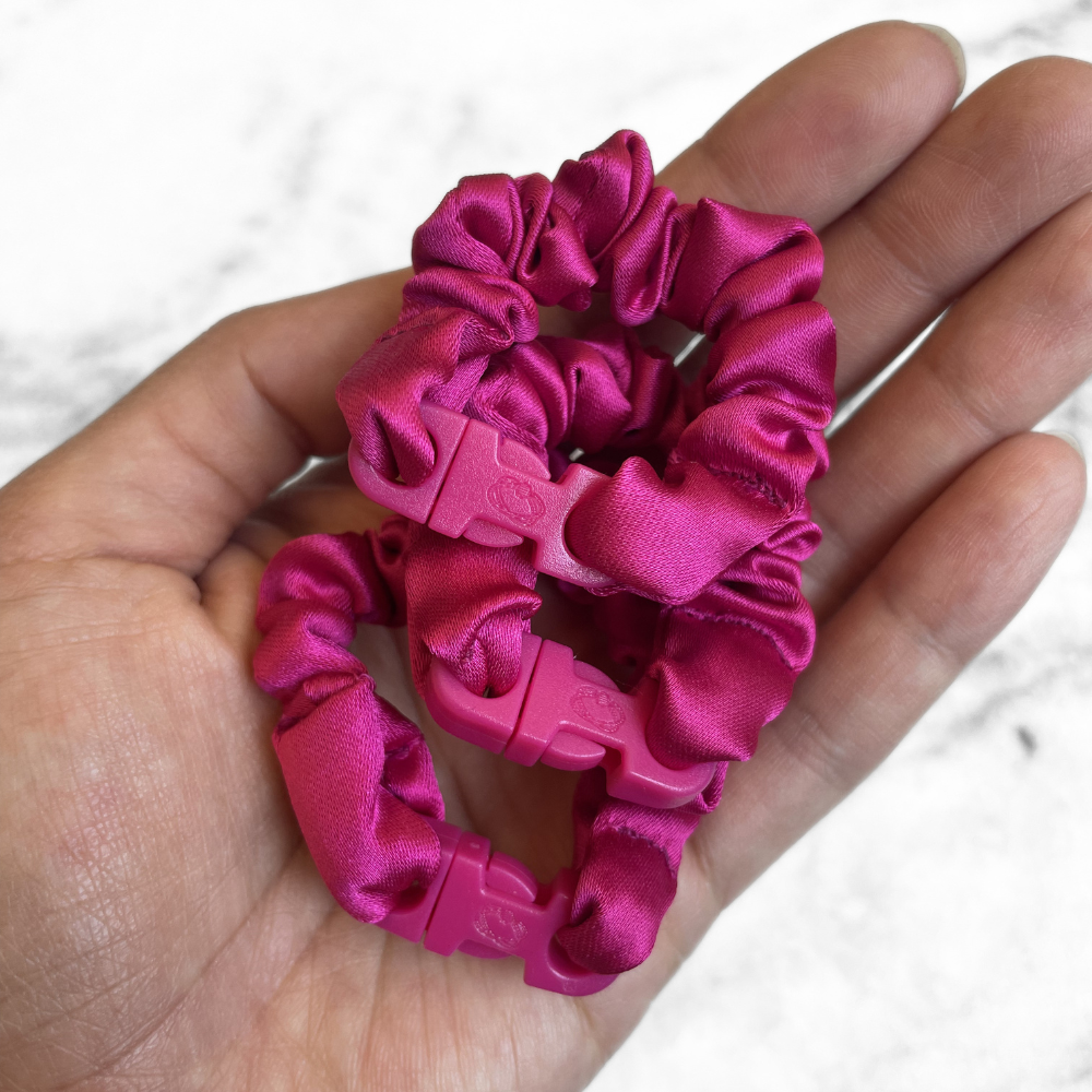 Three baby Buckle Scrunchies bundled in recycled satin