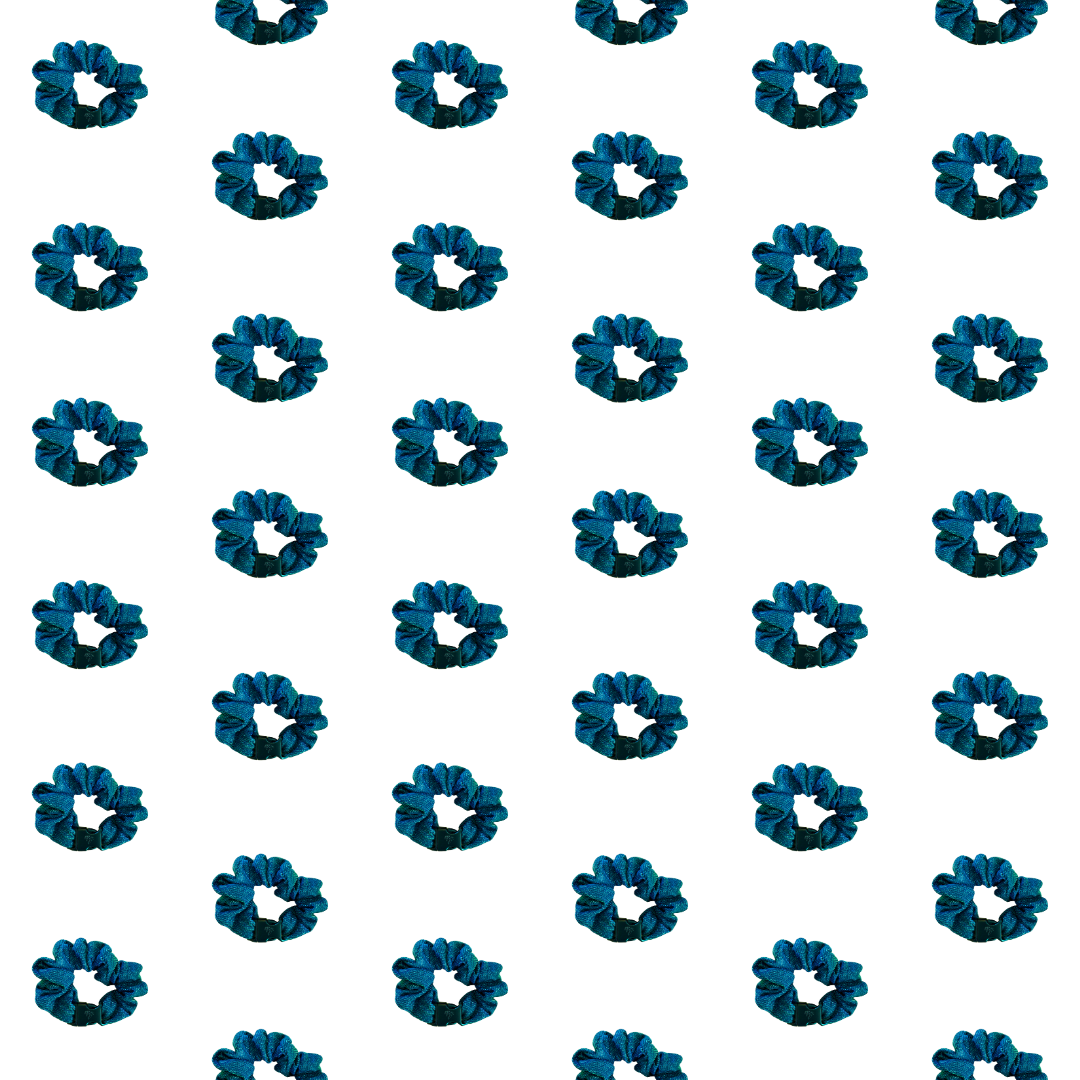 Teal glitter fabric detail on the Mystic Mermaid Buckle Scrunchie