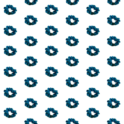 Teal glitter fabric detail on the Mystic Mermaid Buckle Scrunchie