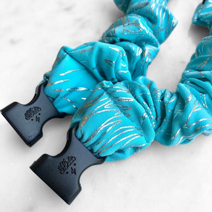 Southwest Turquoise Buckle Scrunchie with its quick-release buckle