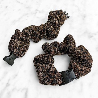 Sparkly leopard print Buckle Scrunchie shown at standard size