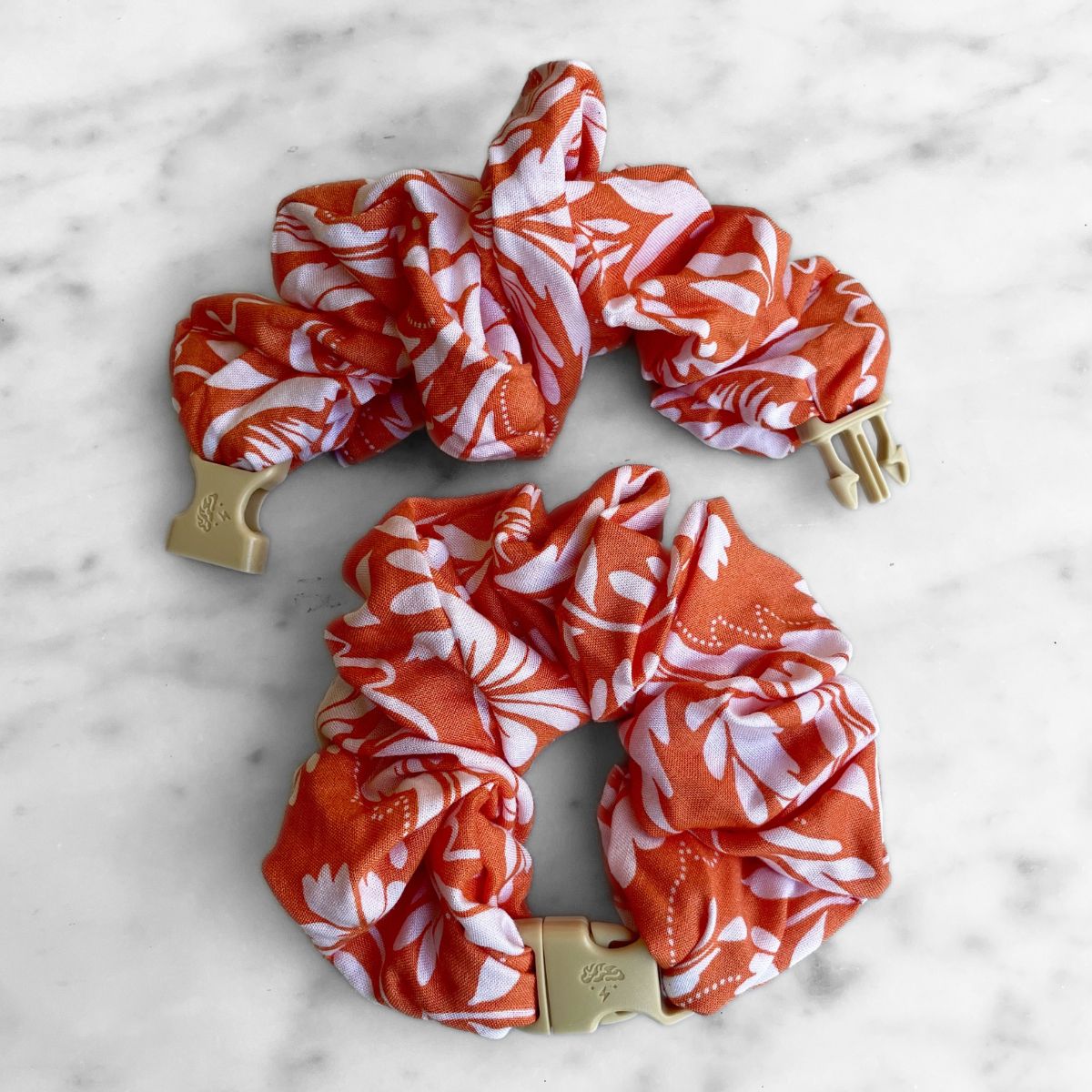 Valencia Orange jumbo Buckle Scrunchie in recycled cotton, 2 to 2.5 inch jumbo size