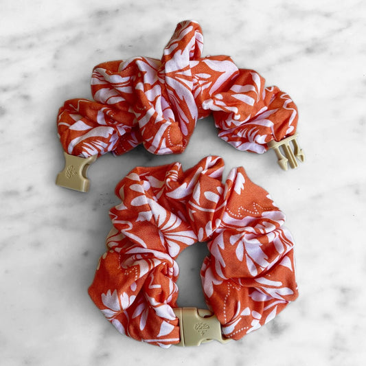 Valencia Orange jumbo Buckle Scrunchie in recycled cotton, 2 to 2.5 inch jumbo size