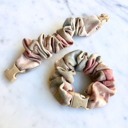 Vintage Floral Buckle Scrunchie in a muted vintage flower print