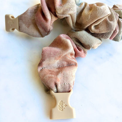 Vintage Floral Buckle Scrunchie, snag-free spring colorway