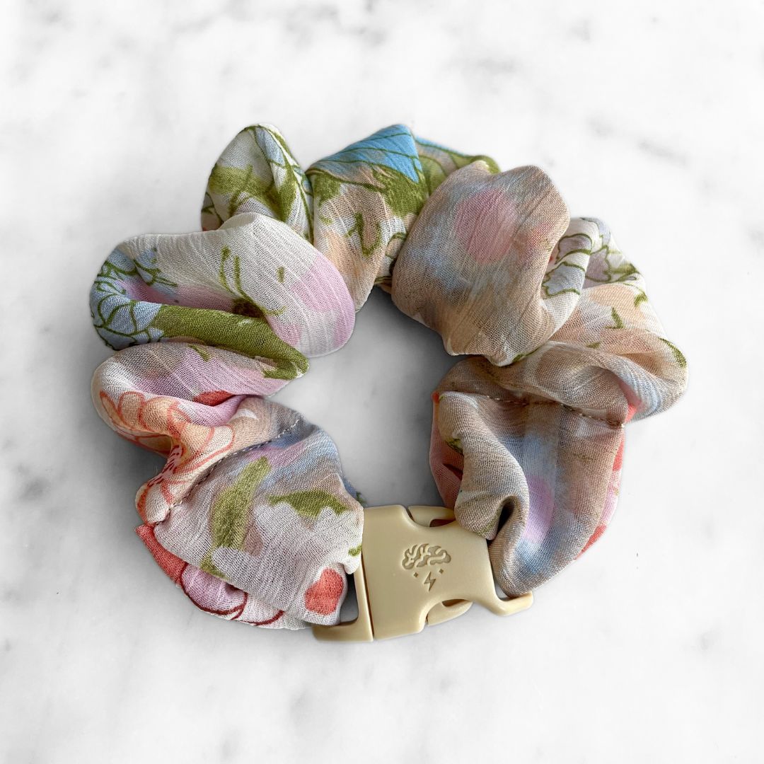 Wildflower Field Buckle Scrunchie with its quick-release buckle