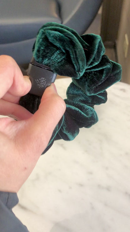 Go Birds Green Velvet Buckle Scrunchie - No Snagging, No Tangles