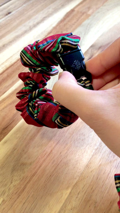 Christmas Holiday Red Plaid Buckle Scrunchie - No Snagging, No Tangles