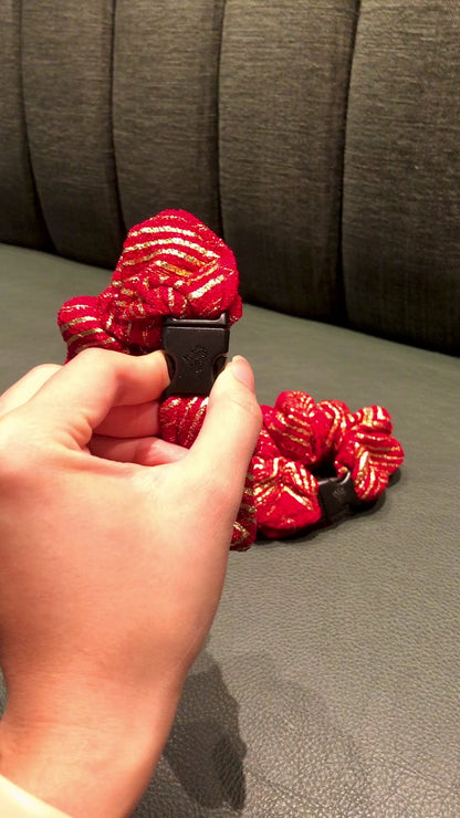 Merry & Bright Red Holiday Buckle Scrunchie - No Snagging, No Tangles