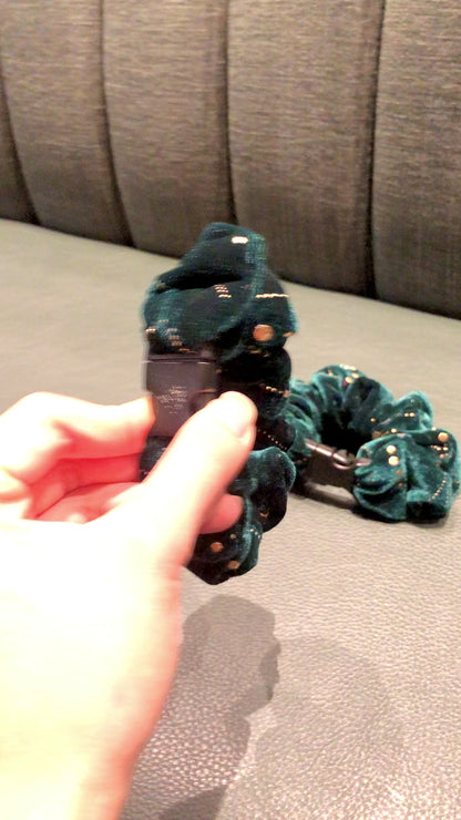 Jingle Green Velvet Buckle Scrunchie - No Snagging, No Tangles