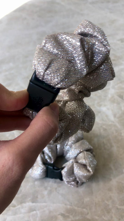 Sparkling Silver Buckle Scrunchie - No Snagging, No Tangles