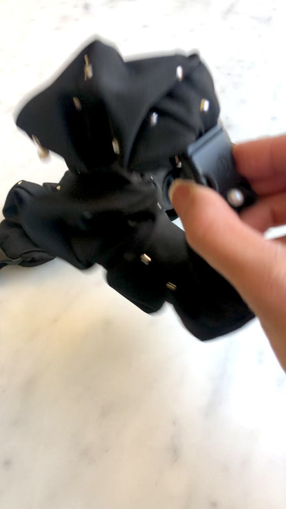 Studded Goth Black Jumbo Buckle Scrunchie - No Snagging, No Tangles