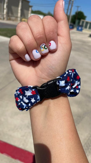 Team USA Buckle Scrunchie hair tie elastic for Olympic Shooting Team and Junior Olympics