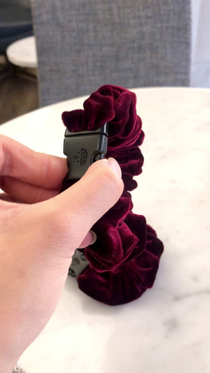 Holiday Bordeaux Velvet Buckle Scrunchie - No Snagging, No Tangles